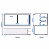 Kühl- & Verkaufsvitrine - MADRID Self-Service - 1500mm - Doppelverglasung - mit 2 Ablagen - Schwarz Matt