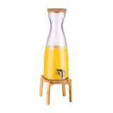Dispenser per bevande in vetro con rubinetto - FRESH WOOD - 4,5 litri - incl. stand & sottobicchiere in sughero