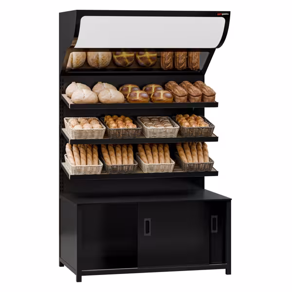 Bread Display Unit MADRID - 1200mm - with 3 shelves - matt black