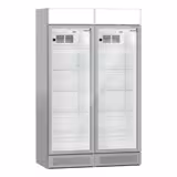 (2 pcs) Commercial Beverage Display Fridge with Illuminated Canopy - 1190mm - 345 Litres - with 2 hinged glass doors - LED lighting - Grey - Temperature range 2 to 10 °C