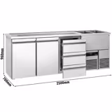 Direct Draw Beer Dispenser / Kegerator PREMIUM - 2500x700mm - 2 Solid Doors & 3 Drawers