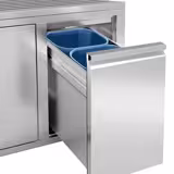 Commercial sink cabinet - 2000 x 600 mm - With waste bins and 2 sinks (left)
