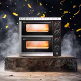 Cuptor electric mini pentru pizza – 4+4 x 20 cm – cu acționare manuală