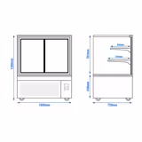 Vitrine de pastelaria refrigerada - 378L - 1000mm - Vidro duplo - frente espelhada - com 2 prateleiras de vidro - porta traseira deslizante - Preto