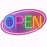 LED Leuchtschild - OPEN – dimmbar - Rosa - Bunt