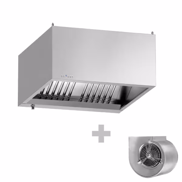 Commercial Box-Type Extraction Canopy with Motor – 1000 mm – Controller, Filters & Light