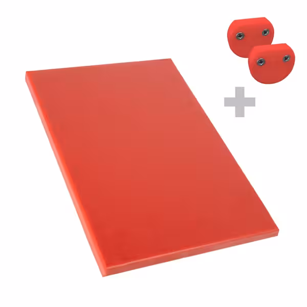 Planche à découper antidérapante - 250x400mm - Épaisseur: 20mm - Conforme HACCP - Polyéthylène - Rouge