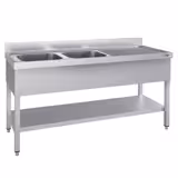 Vaskeborde med underhylde 1,8m - 2 vaske til venstre L 50 x B 50 x D 30 cm