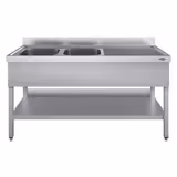 Yıkama Tezgahı ECO - 1800x700mm - Alt raflı & 2 sol evyeli
