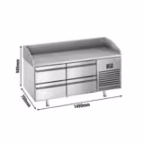 Table à pizza réfrigérée PREMIUM PLUS - 1490x700mm - dessus granit - sans portes & 4 tiroirs GN 1/1