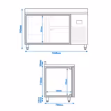 Koelwerkbank PREMIUM PLUS - 1468x700mm - 305 liter - met 1 deur - met 2 lades - met opstand