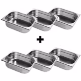 (6 Stück) Edelstahl-Behälter GN 1/2 - Höhe: 100mm