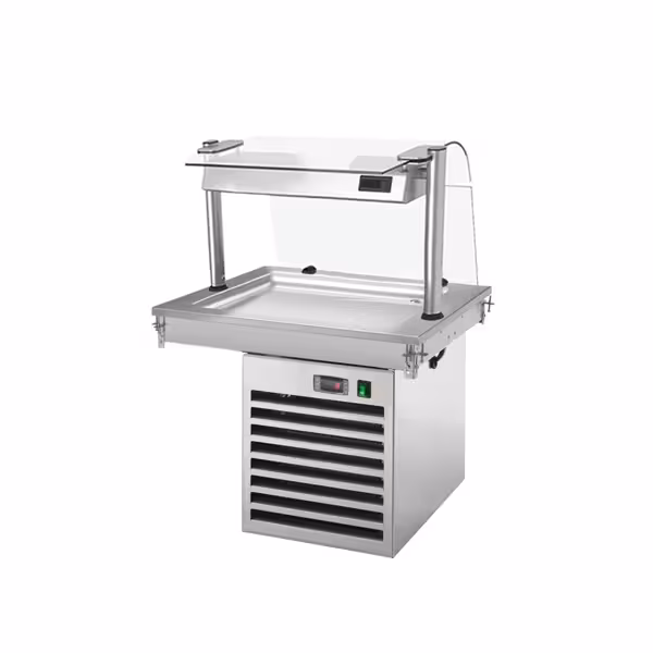 Drop-In Cold Plate - 800mm - +2 to +8°C - 2x GN 1/1 - 350W - with glass sneeze guard