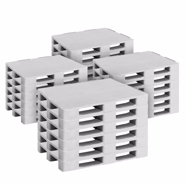 (3 piezas) - Palet de plástico - 1200x800mm - Capacidad de carga: 4000kg - Gris