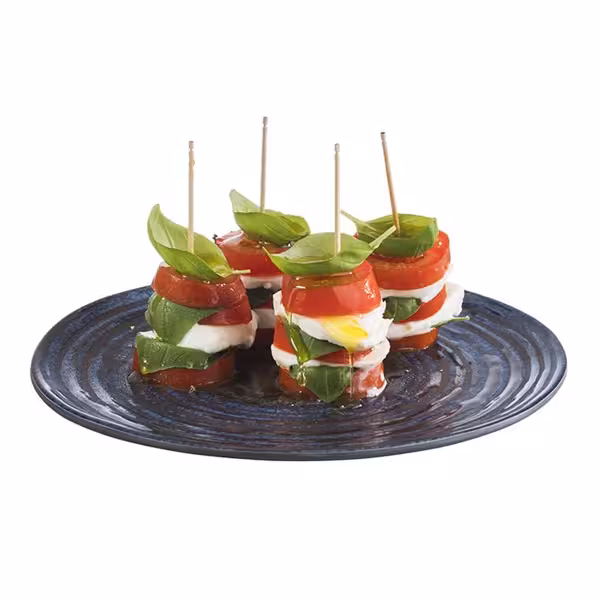 (6 pcs) Plate - flat - LOOPS | - Melamine - Ø220mm - Blue/Grey