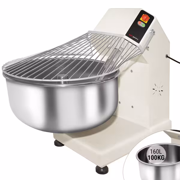 Spiralna miješalica za tijesto - 160 l / 100 kg - 1 brzina - s fiksnom posudom - 400 V - za pizzu i kruh
