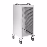 Stainless Steel Tray Trolley - 18-Level - for 18 x 420x280mm Trays - with low-noise braked castors