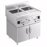 Pastakoker - Professioneel - 2x26liter - 12kW - met aftapkraan - op kast met 2 deuren - Elektrisch