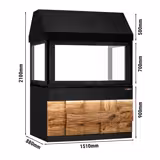 Barbecue au charbon de bois TORONTO – 1500 mm – façade en bois – plan de travail en granit noir – verre de protection thermique