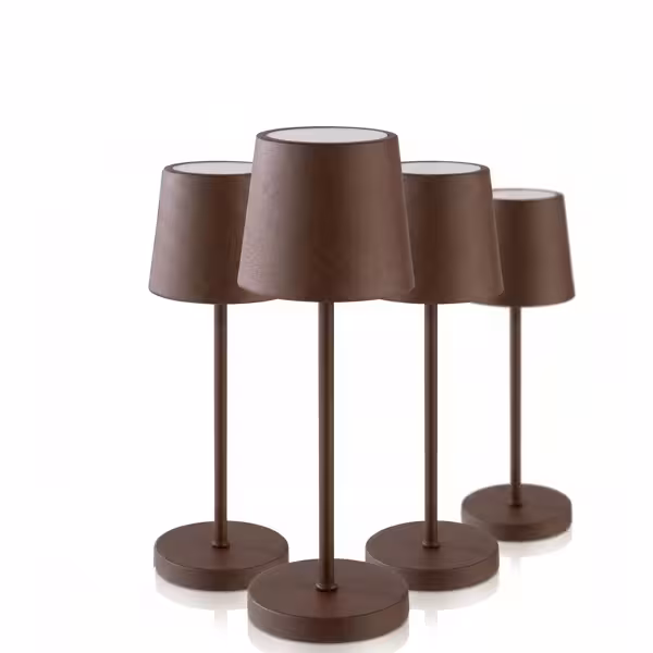 (4 stuks) Tafellamp - MERLE Micro - LED - oplaadbaar - draadloos - IP54 - dimbaar in 3 standen - Ø80mm - Roest