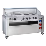 Station de cuisson mobile - 1600 x 850 mm - Hauteur : 1170 mm - incl. cuiseur à pâtes, cuisinière électrique & bain-marie