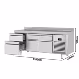 Tavolo refrigerato PREMIUM PLUS - 1960x600mm - Ventilata - 385 L - con 6 cassetti - Alzatina