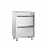 Cassettiera PREMIUM - in acciaio inox AISI 304 - con 2 cassetti - 500x600mm