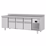 Commercial Counter Fridge PREMIUM PLUS - 2452x600mm - with 1 door - 6 drawers - with upstand - capacity 510 litres