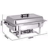 Calentadores de comida, Chafing Dish eléctrico con tapa abatible y patas de acero inoxidable