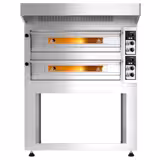 (2 szt.) Elektryczny Piec do pizzy - 2 x 9 x Ø33cm - Elektroniczne - z okapem i ramą nośną