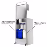 Commercial Mobile Wash Basin / disinfection dispenser - Foot pump - 2×15 L tanks - Basin 410×350 mm