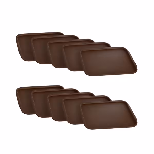 (10 قطع) صينية الكافيتريا - ABS - 360x270mm - الارتفاع: 20 mm - بني - سطح مانع للانزلاق