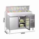 Hűtött előkészítő asztal ECO - 1510x800 mm - 2 ajtós - GN 1/3 8x feltéthűtő