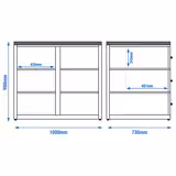 Kassabalie MADRID - 1000mm - zwart front - Mat zwart