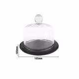 (2-piece set) Slate Base with Glass Cloche – 105×105×95 mm - compact display set