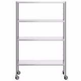 Estante em aço inoxidável PREMIUM - 1200x500mm - com 4 prateleiras (AJUSTÁVEL) - incl. 4 rodas