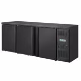 Mesa frigorífica para bar e bebidas ECO - 2002x513mm - 386 L - com 3 portas de batente em inox - Preto
