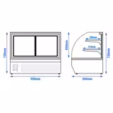 Countertop display fridge - 140L - 900mm - Double glazing - with 2 glass shelves - rear sliding glass doors