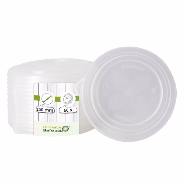(60 pieces) Round Reusable Bowl Lids – Ø150 mm - Transparent - Polypropylene (PP)