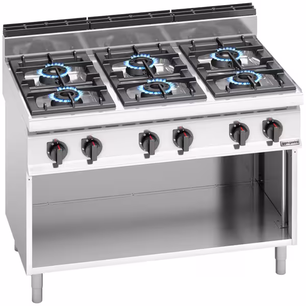 Gáztűzhely 6 égővel (42 kW) - gyújtólánggal