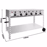 Commercial Gas Grill – 22,5 kW – 6 Burners – incl. Mobile Stand, Grill Grate & Tray