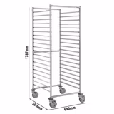 Stainless Steel Gastronorm Racking Trolley - 20-Level - for 20 x GN 2/1 Trays - with low-noise braked castors