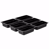 (6 pièces) Bac en Polycarbonate GN 1/4 - Noir - Hauteur : 65 mm