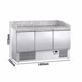 Banco pizza refrigerato ECO - 1400x700mm - con 3 porte - piano in granito