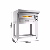 Horno de pizza a gas - 1 cámara - piedra refractaria - 9x Ø33cm - 230V - Manual - hasta 370°C - incl. campana de acero inox - con bastidor inferior & iluminación