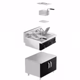 Commercial Free Standing Electric Twin Tank Fryer - 10+10 litres - 28.5kW - with drain tap - incl. substructure with 2 doors