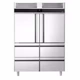 Kühlschrank Edelstahl PREMIUM - GN 2/1 - 1400 Liter - mit 2 Halbtüren & 4 Schubladen