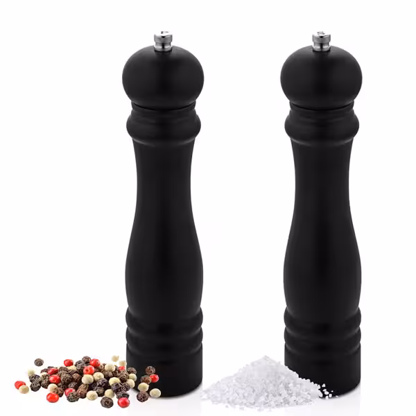 (12 قطع) طقم مطاحن ملح وفلفل - خشب - الارتفاع: 200 mm - أسود