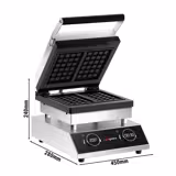 Waffle Makinesi - Tekli - Dijital Zamanlayıcılı - 1,6kW - Şekil: Kare Model - pişirme plakaları teflon kaplamalı