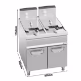 Friggitrice a gas professionale su mobile - 20+20L - 35kW - con rubinetto di scarico